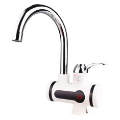 Robinet FOXMAG24 cu afisaj LCD al temperaturii pentru incalzit apa, electric, montare pe chiuveta, argintiu