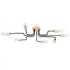 Candelabru Din Lemn De Tei Negru/Natural, Oțel/Lemn Cu 8 Becuri Geometric Pentru Mansardă De Interio