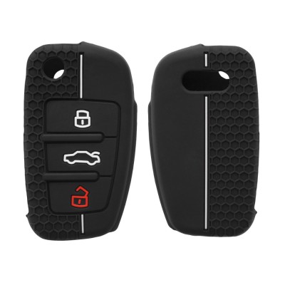 Husa Cheie Auto pentru Audi - 3 Butoane, kwmobile, Silicon, Negru, 53134.03 foto