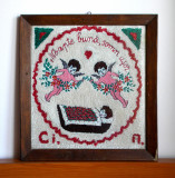 Tablou textil artizanal traditional pentru camera copilului, comunism anii 60