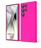 Huse silicon cu microfibra pentru Samsung Galaxy S24 Ultra Roz Neon, Husa