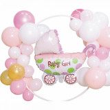 Set 41 baloane Baby Girl si suport rotund din plastic, Oem