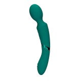 Aparat de masaj dublu LOVELINE Double-Sided Vibrating Wand, pentru corp și punctul G, 10 funcții de vibrație, verde