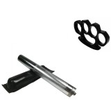 Cumpara ieftin Set Autoaparare: Baston Telescopic Otel Argintiu 64cm + Pumnal/Box Craniu Ideallstore. Extensibil 20cm, Husa Curea