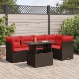 Gossi set canapele de gradina cu perne, 6 piese, maro, poliratan