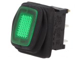 &Icirc;ntrerupător basculant verde ON-OFF 10A 250VAC IP65 cu lampă neon