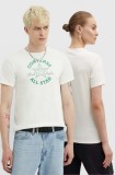 Converse tricou din bumbac culoarea bej, cu imprimeu, 10026362-A04
