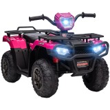 HOMCOM Quad electric pentru copii 12V, mașină electrică pentru copii, motor dublu, faruri și muzică, 88x45x50cm, roz | Aosom Romania