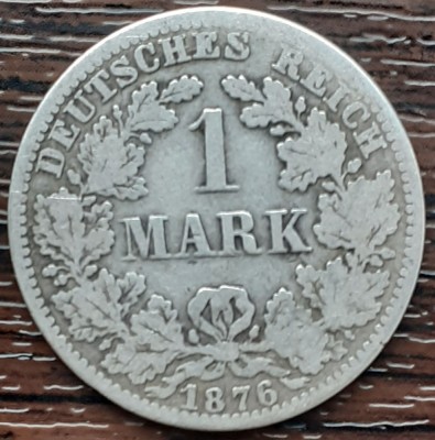 (A437) MONEDA DIN ARGINT GERMANIA - 1 MARK 1876, LIT. A, NECURATATA foto