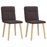 vidaXL Scaune de masă, 2 buc., maro &icirc;nchis, material textil
