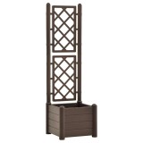 Jardiniera de gradina cu spalier, cafeniu, 43x43x142 cm, PP