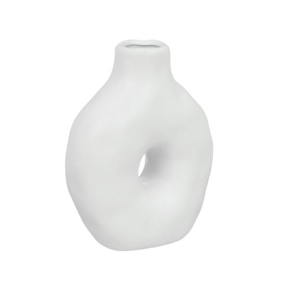 Vaza decorativa din ceramica, Design contemporar, Alb, 15x7x20 cm, ATU-083759 foto