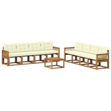 vidaXL Set de canapele de exterior cu pernă 9 pcs Natural și Crem 3381858
