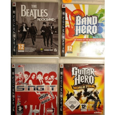 Joc PS3 Beatles Rockband + Band Hero + Disney Sing It High School Musical + Guitar Hero