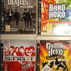 Joc PS3 Beatles Rockband + Band Hero + Disney Sing It High School Musical + Guitar Hero