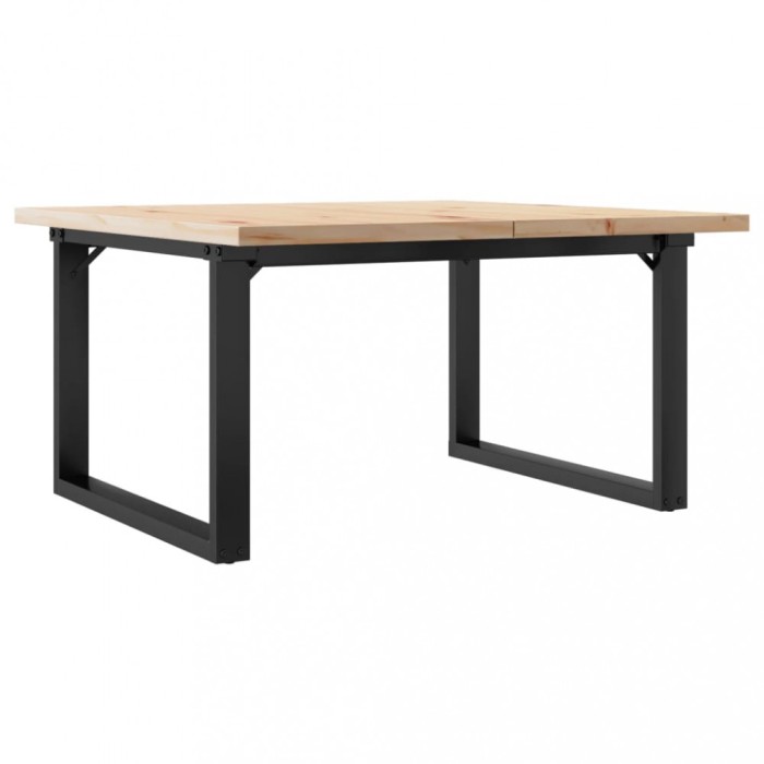 Masa de cafea, cadru O, 80x80x45,5 cm, lemn masiv pin si Otel