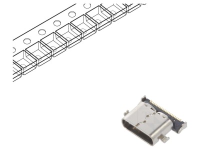 Conector USB C SMT orizontal 24 pini foto