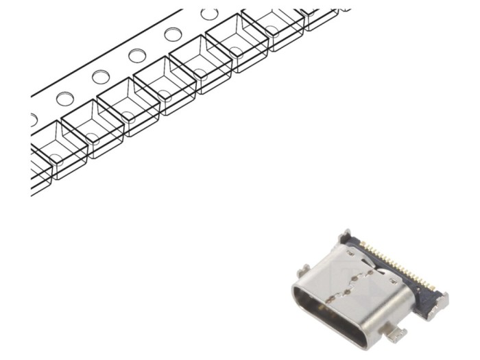 Conector USB C SMT orizontal 24 pini