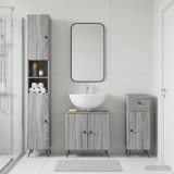 Cumpara ieftin Set de cabinet pentru baie cu 3 piese BREDA Sonoma gri