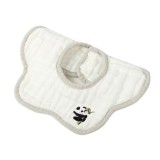 Baveta Tip Floare, Cyrax, din Bumbac, pentru Copii 0-12 Luni, Rezistenta la apa, 8 Straturi, Model Tricotat cu Panda, 26 x 29 cm, Alb