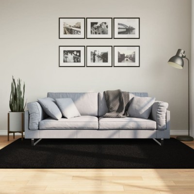 vidaXL Covor HUARTE, fir scurt, moale și lavabil, negru, 140x200 cm foto