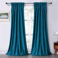 Draperie soft cu rejansa din bumbac cu 4 ate tip fagure, Super, 150x270 cm, densitate 200 g/mp, Turcoaz