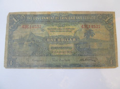 Rara! Trinidad Tobago 1 Dollar 1939 in stare slaba foto