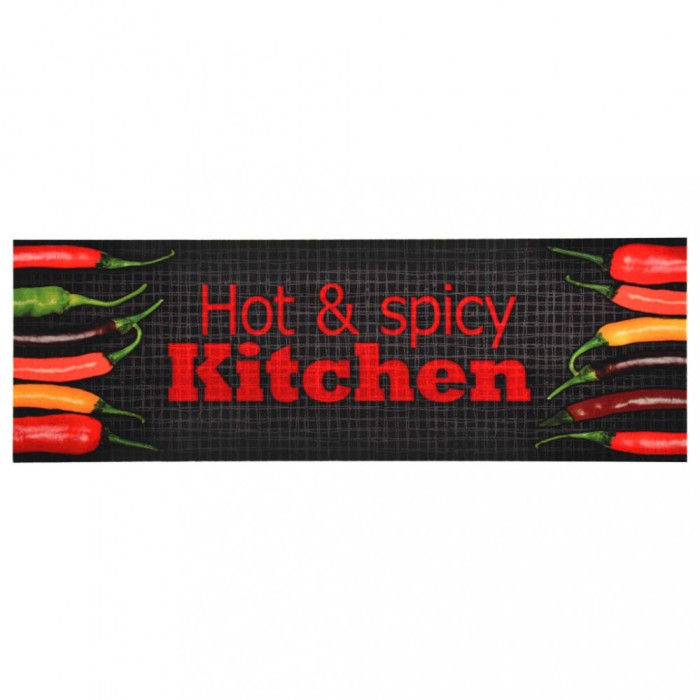 vidaXL Covoraș bucătărie, imprimeu Hot &amp; Spicy, 60x300 cm, lavabil