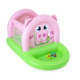 Centru de joaca pentru copii Bestway, confectionat din PVC, gonflabil, 239 x 162 x 137 cm, in forma de porc, roz si verde