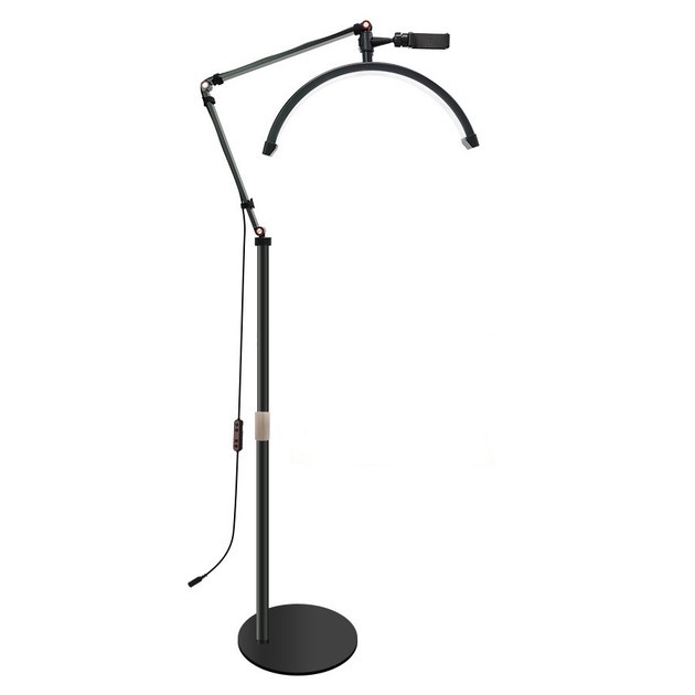 Lampă semicirculară cu suport pentru telefon, FS100, negru