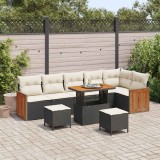 Cumpara ieftin Set de canapele pentru grădină 9 pcs Negru și Crem