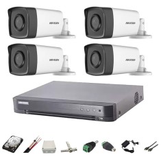 Kit complet 4 camere supraveghere full hd 80m IR Hikvision, cablu 100m si HDD 2TB SafetyGuard Surveillance foto