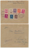 ROMANIA 1944 Ardealul de Nord emisiunea Tg. Mures serie completa 8 timbre locale circulate pe plic recomandat