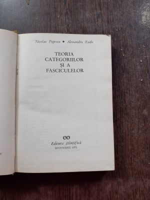 TEORIA CATEGORIILOR SI A FASCICULELOR - NICOLAE POPESCU foto