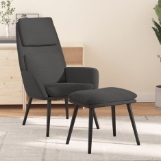 vidaXL Scaun de relaxare cu taburet, gri inchis, textil foto