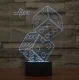 Lampă 3D Personalizată cu Două Zaruri și Nume/Mesaj &ndash; Simbolul Norocului