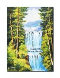 Cumpara ieftin Tablou pictat manual living, dormitor, hol, Peisaj cu cascada, 70x50cm ulei pe panza, gata de agatat pe perete