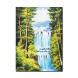Tablou pictat manual living, dormitor, hol, Peisaj cu cascada, 70x50cm ulei pe panza, Constantin Feraru