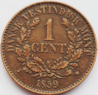 2434 Indiile de Vest Daneze 1 cent 1859 Frederik VII km 63 foto