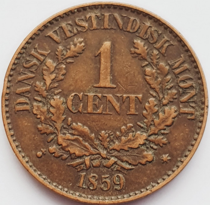 2434 Indiile de Vest Daneze 1 cent 1859 Frederik VII km 63