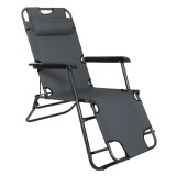 Sezlong pliabil SERSIMO Zero Gravity, reglabil, cu tetiera, gri, 80x60x153 cm