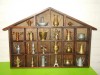 Dulapior Lemn Colectie Miniaturi Metalice: Sfesnice, Turn Eiffel, Corabie Vikinga - 23 Obiecte, 51x34 cm