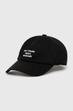Dr&ocirc;le de Monsieur șapcă de baseball din bumbac La Casquette Slogan culoarea negru, cu imprimeu, PERM-CP151-CO138-BL