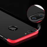 Husa Smartphone Apple Iphone 7 Plus Model Design, Soft Silicone Protection Telefon 3in1 Suprem Lux Red-Black + Folie Sticla