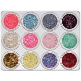 Cumpara ieftin Kit mixt nail art, 12 buc - pătrate goale 5g, INGINAILS