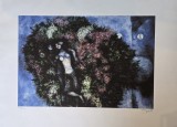 Marc Chagall - Lovers in the lilacs, litografie originala
