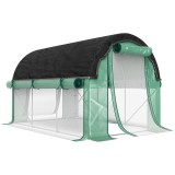 Outsunny Seră de Grădină Tunel 3x2x2 m cu Plasă de Umbrire, Seră pentru Legume și Flori cu 6 Ferestre, 2 Uși și Pereți Laterali Rulanți, Cadru din Oțe