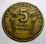 C.034 GUINEA GUINEEA AHMED SEKOU TOURE 5 FRANCI FRANCS GUINEENS 1959, Africa, Bronz-Aluminiu