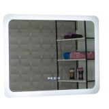 Oglinda baie GNMD21 cu iluminare LED, functie dezaburire, ceas si termometru, 80 cm, suspendata, alb