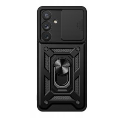Husa telefon compatibila samsung galaxy a15, slide &amp;amp; snap premium, magnetic ring holder, negru foto